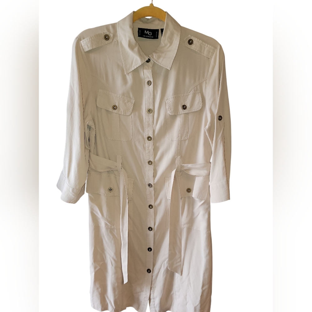 Safari dress / trench coat dress  large washable silk MG Silk Collection